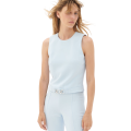 Top bijou sans manches en crêpe fluide bleu ciel
