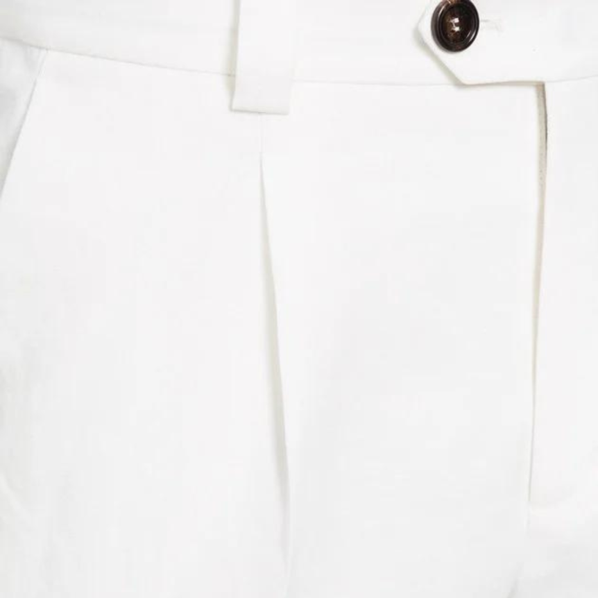 Pantalon à pince BRUNELLO CUCINELLI lin blanc 4 poches