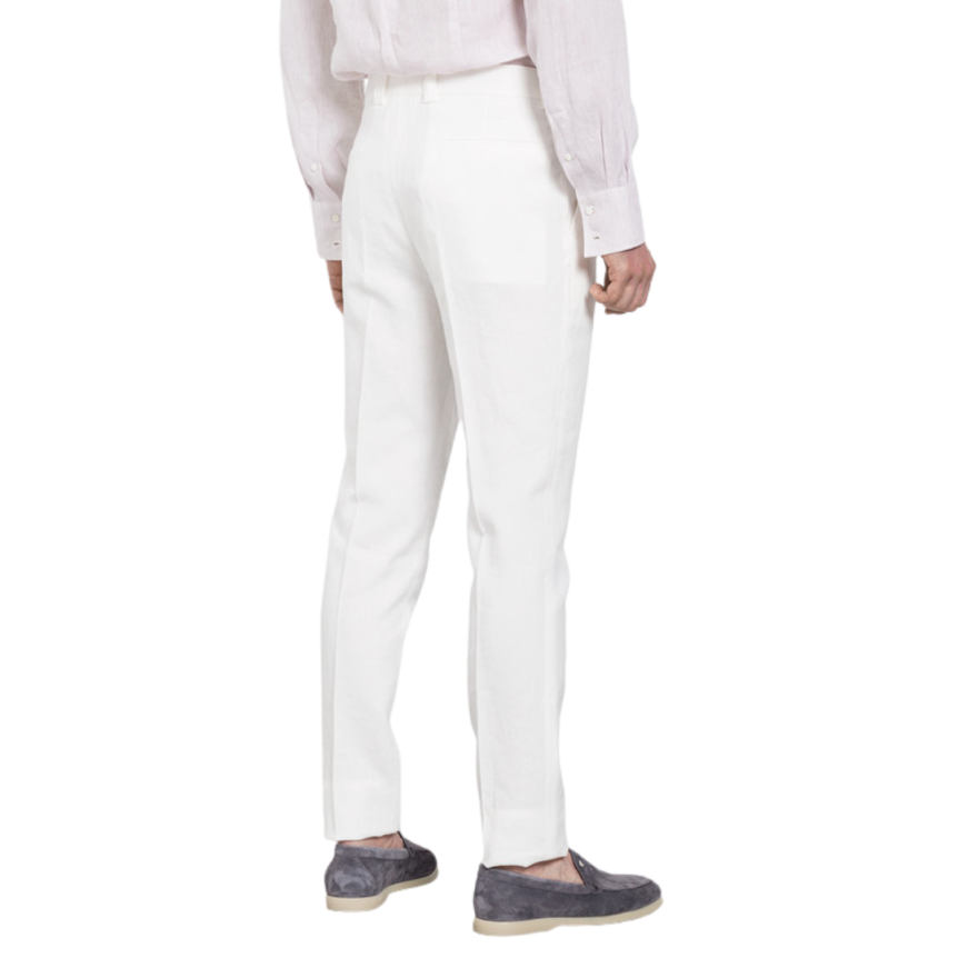Pantalon à pince BRUNELLO CUCINELLI lin blanc 4 poches