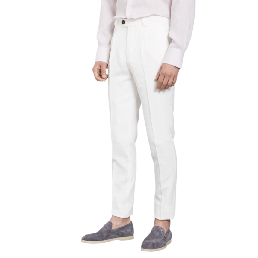 Pantalon à pince BRUNELLO CUCINELLI lin blanc 4 poches