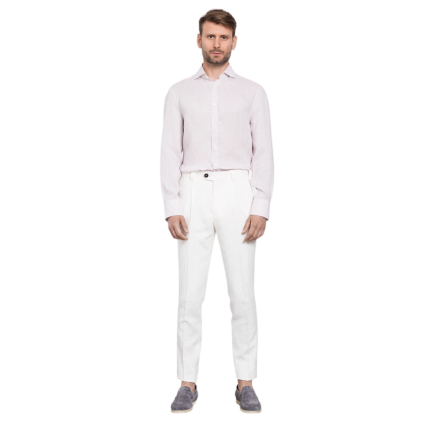 Pantalon à pince BRUNELLO CUCINELLI lin blanc 4 poches