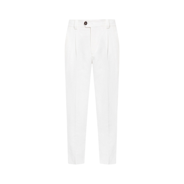 Pantalon à pince BRUNELLO CUCINELLI lin blanc 4 poches