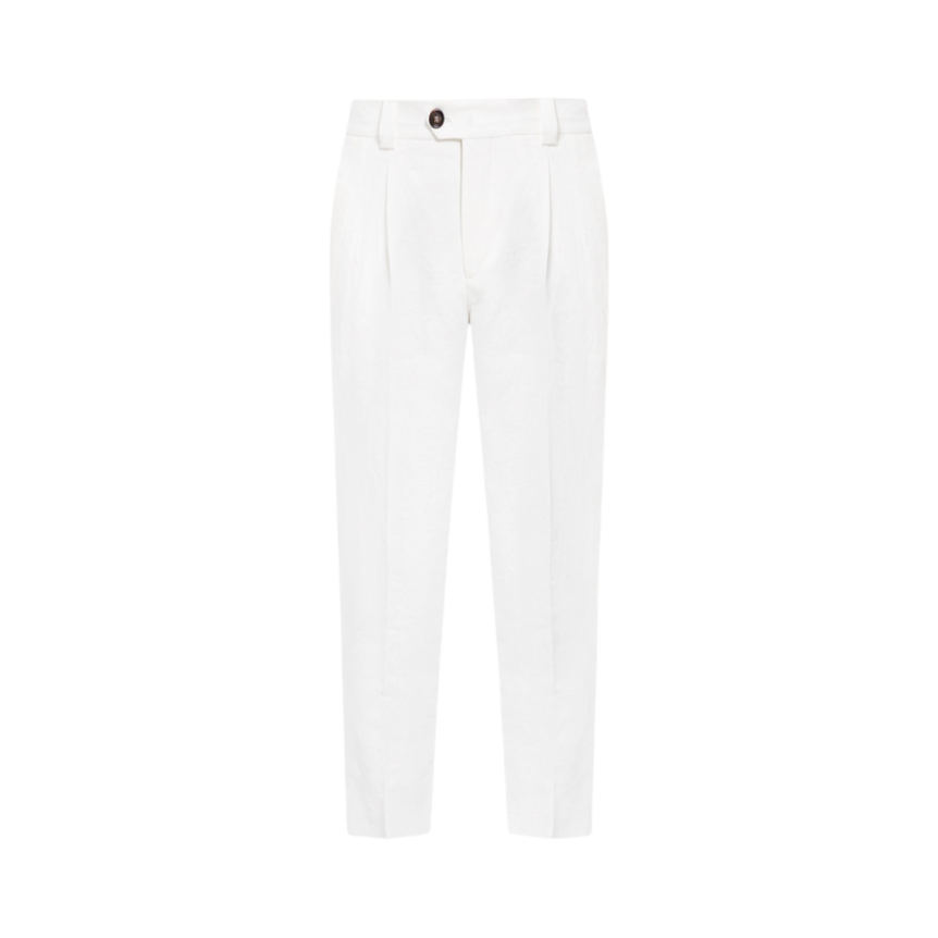 Pantalon à pince BRUNELLO CUCINELLI lin blanc 4 poches
