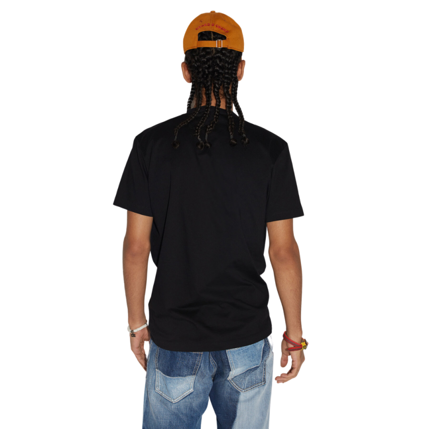 T-shirt col rond coton noir logo dsquared2 rasta