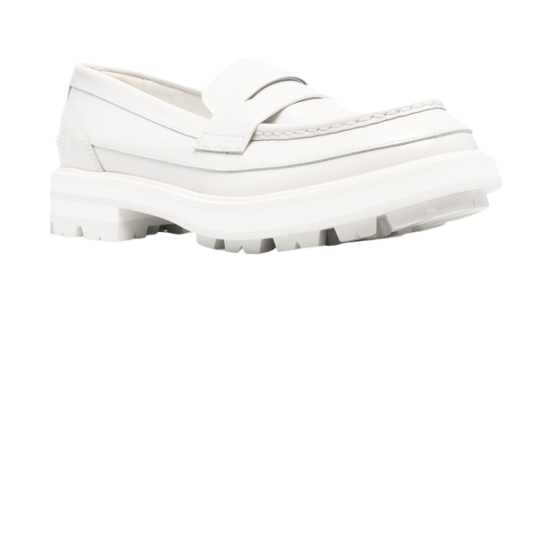 Mocassins ALEXANDER MCQUEEN cuir blanc semelle crantée