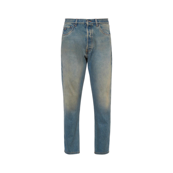 Jeans PRADA 5 poches bleu delavé Défilé