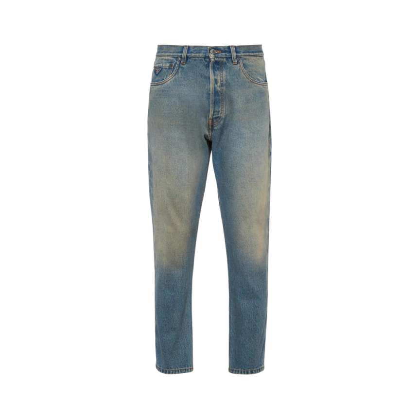 Jeans PRADA 5 poches bleu delavé Défilé