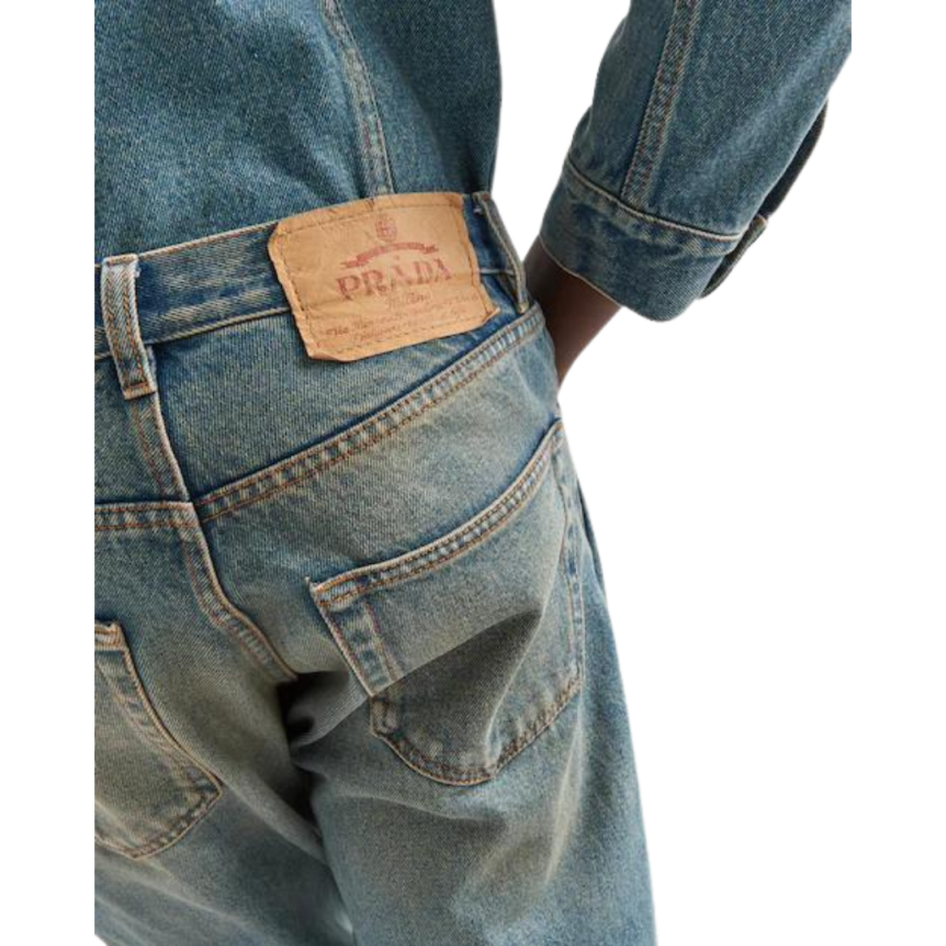 Jeans PRADA 5 poches bleu delavé Défilé