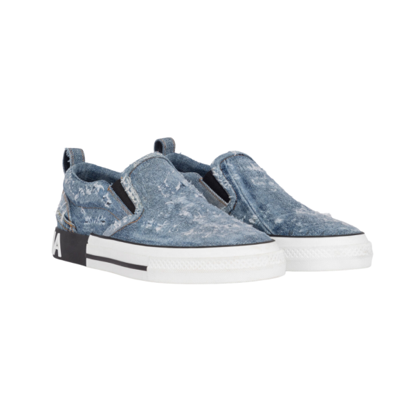 Baskets slip on patchwork denim bleu Custom 2.Zero