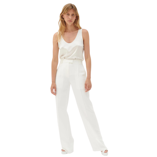 Pantalon BARBARA BUI Roxy costume évasé 7/8 crêpe blanc