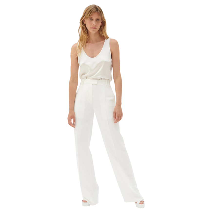 Pantalon BARBARA BUI Roxy costume évasé 7/8 crêpe blanc