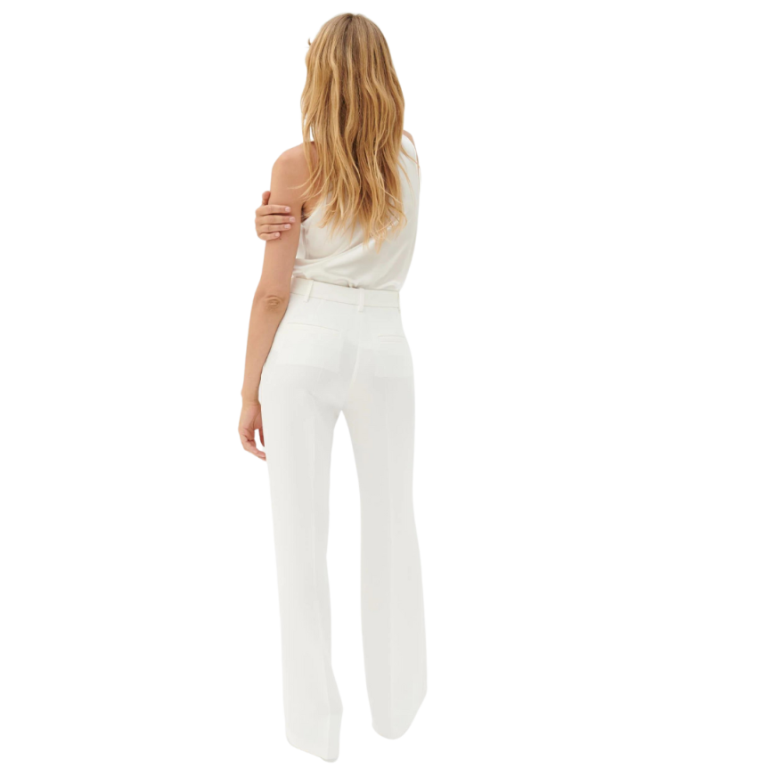 Pantalon BARBARA BUI Roxy costume évasé 7/8 crêpe blanc