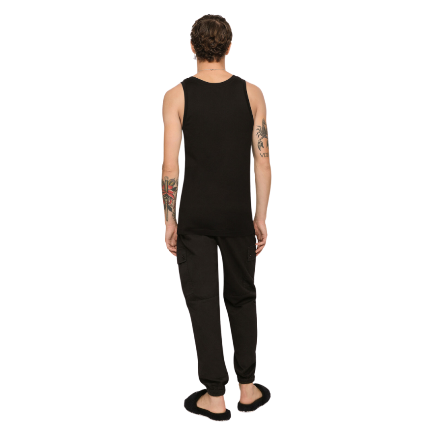 Débardeur DOLCE & GABBANA jersey coton noir logo étiquette Re-Edition