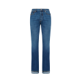 Jean large ourlets À revers denim bleu délavé surpiqures jaune