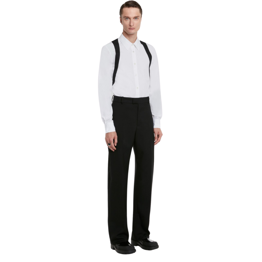 Chemise ALEXANDER MCQUEEN manche longue Coton Blanc Harnais noir