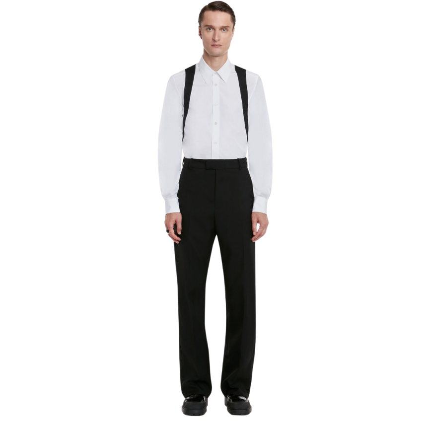 Chemise ALEXANDER MCQUEEN manche longue Coton Blanc Harnais noir
