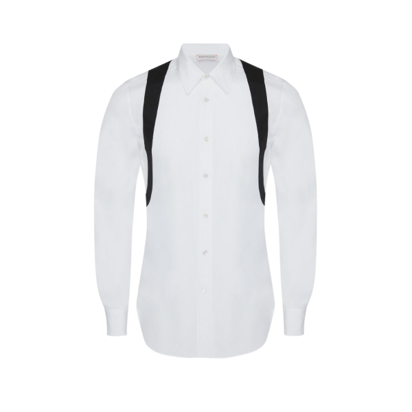 Chemise ALEXANDER MCQUEEN manche longue Coton Blanc Harnais noir