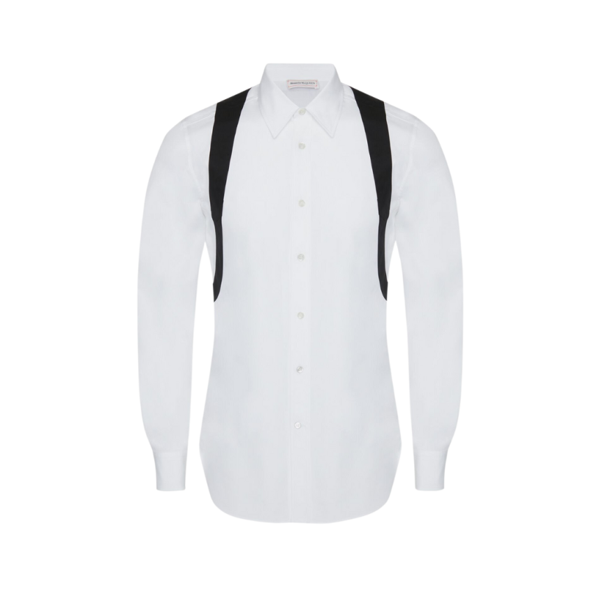 Chemise ALEXANDER MCQUEEN manche longue Coton Blanc Harnais noir