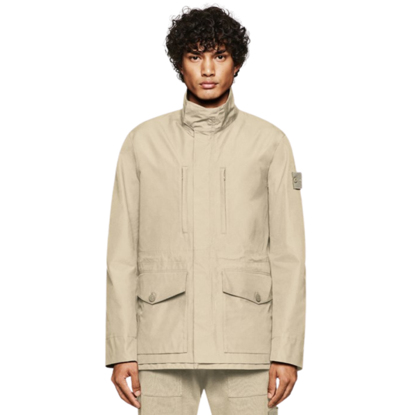 Parka saharienne STONE ISLAND Ghost coton beige patch ton sur ton
