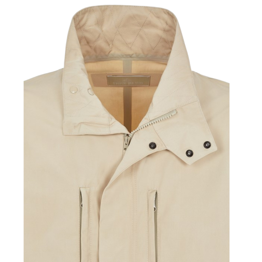 Parka saharienne STONE ISLAND Ghost coton beige patch ton sur ton
