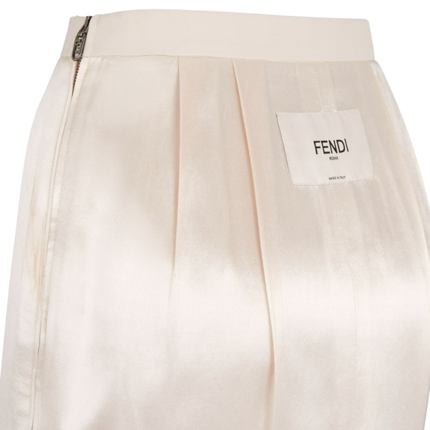 Jupe fourreau mi-longue viscose beige Etiquette Fendi Roma dos