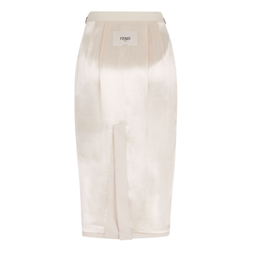 Jupe fourreau mi-longue viscose beige Etiquette Fendi Roma dos