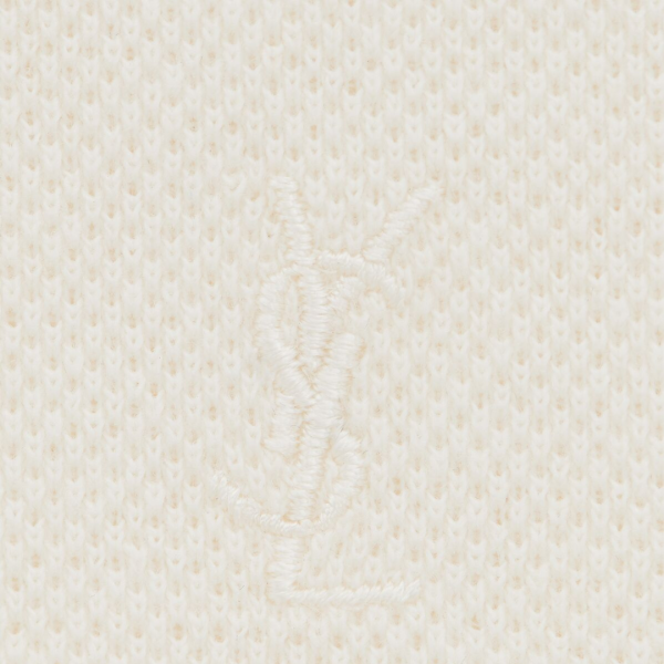 Polo Cassandre piqué de coton écru logo YSL brodé