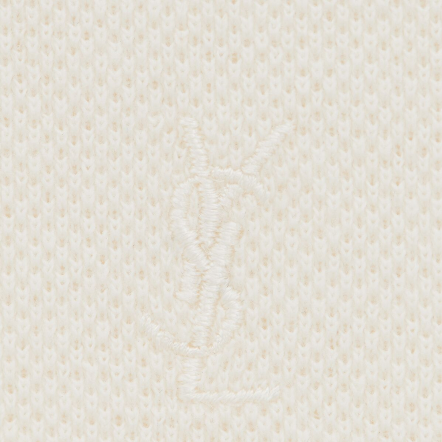 Polo Cassandre piqué de coton écru logo YSL brodé