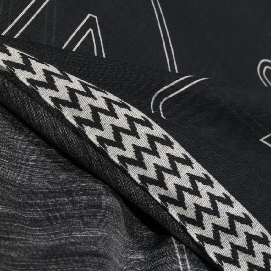 Echarpe LANVIN viscose coton noir logo blanc