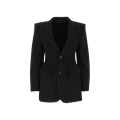 Veste blazer simple boutonnage laine noire fines rayures blanches
