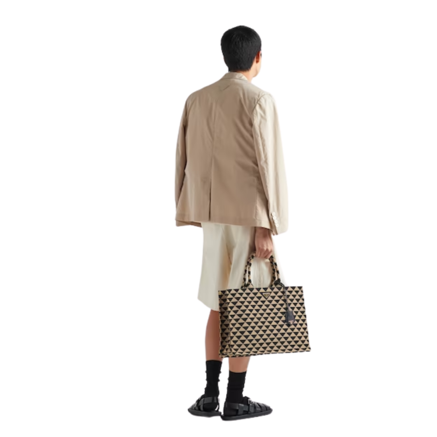 Veste droite PRADA coton beige broderie logo dos