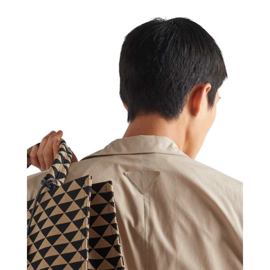 Veste droite PRADA coton beige broderie logo dos