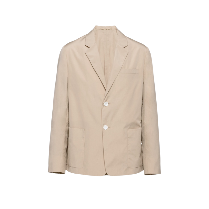 Veste droite PRADA coton beige broderie logo dos