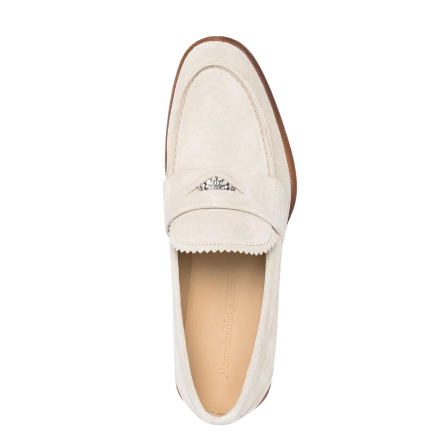 Mocassins ALEXANDER MCQUEEN daim beige plaque logo