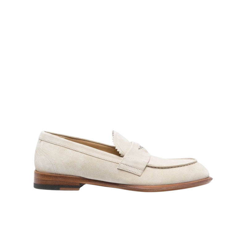 Mocassins daim beige plaque...