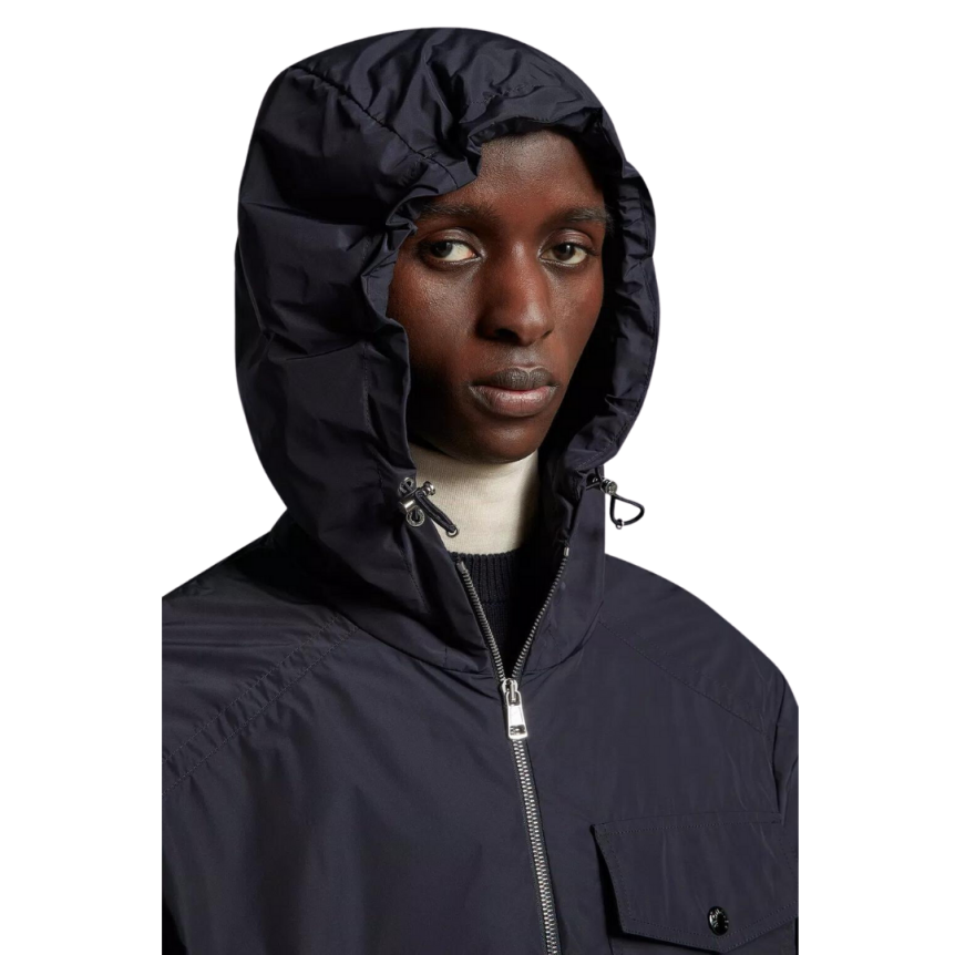 Coupe vent capuche MONCLER Fuyue bleu marine logo gomme poitrine