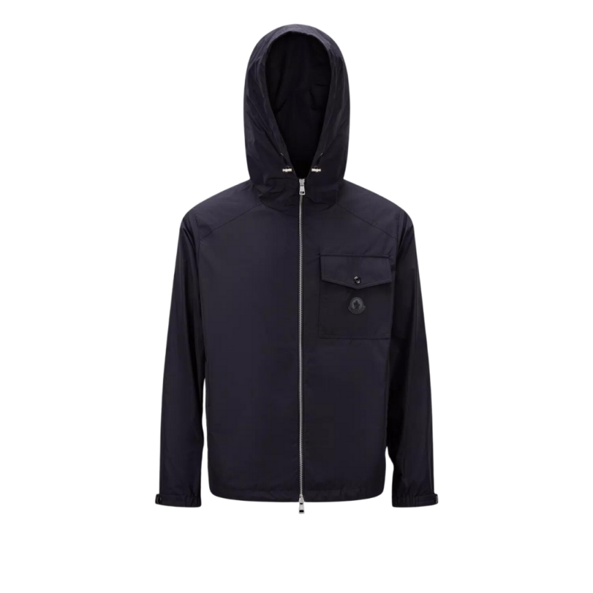 Coupe vent capuche MONCLER Fuyue bleu marine logo gomme poitrine