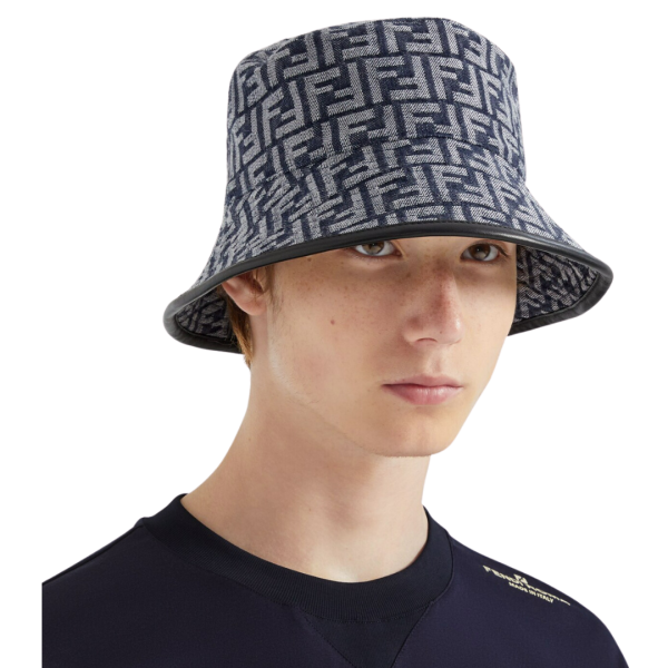 Bob FENDI en denim bleu FF jacquard blanc