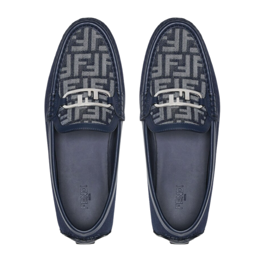 Mocassins driver Fendi O’Lock Denim FF bleu