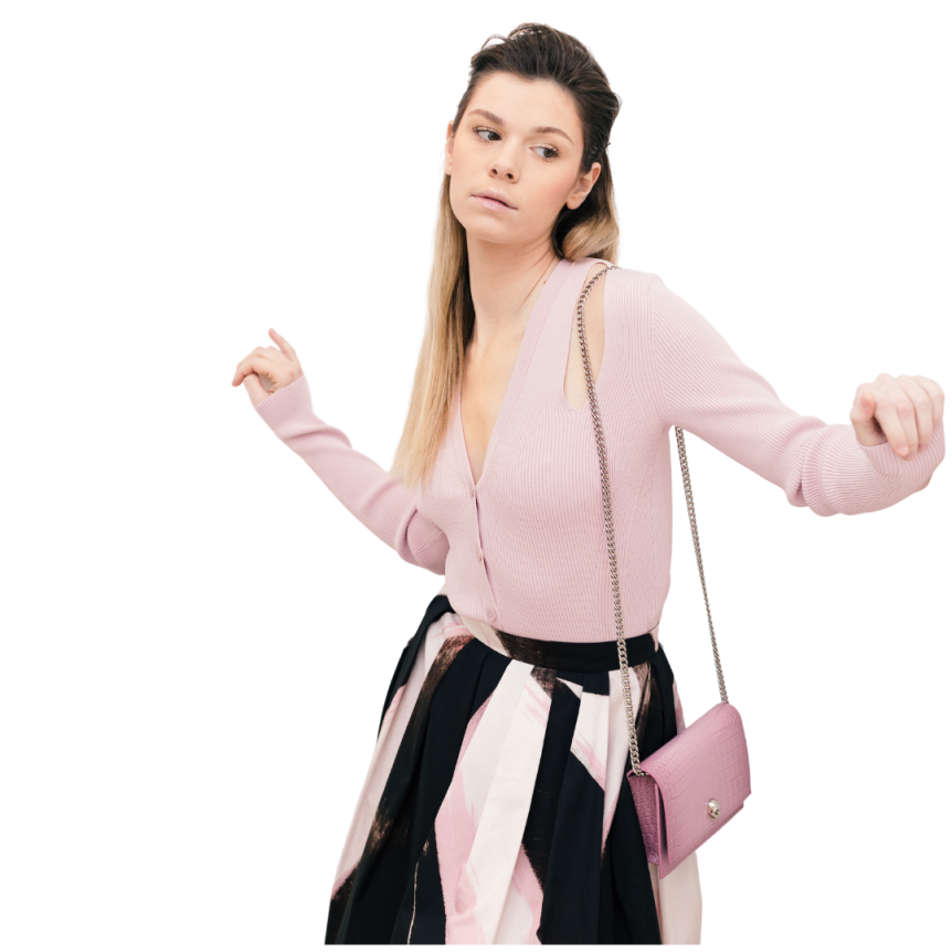 Cardigan en V ALEXANDER MCQUEEN boutons Maille ajourée rose pale