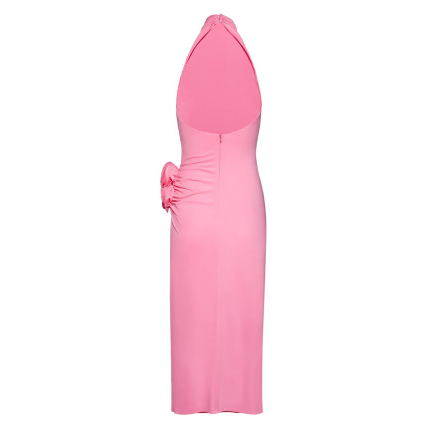 Robe MAGDA BUTRYM midi dos nu jersey rose drapée fendue fleurs