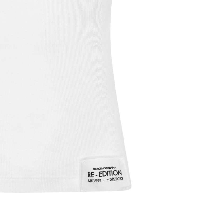 Débardeur DOLCE & GABBANA jersey coton blanc patch logo Ré-édition
