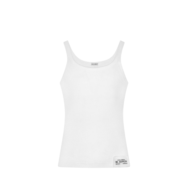 Débardeur DOLCE & GABBANA jersey coton blanc patch logo Ré-édition