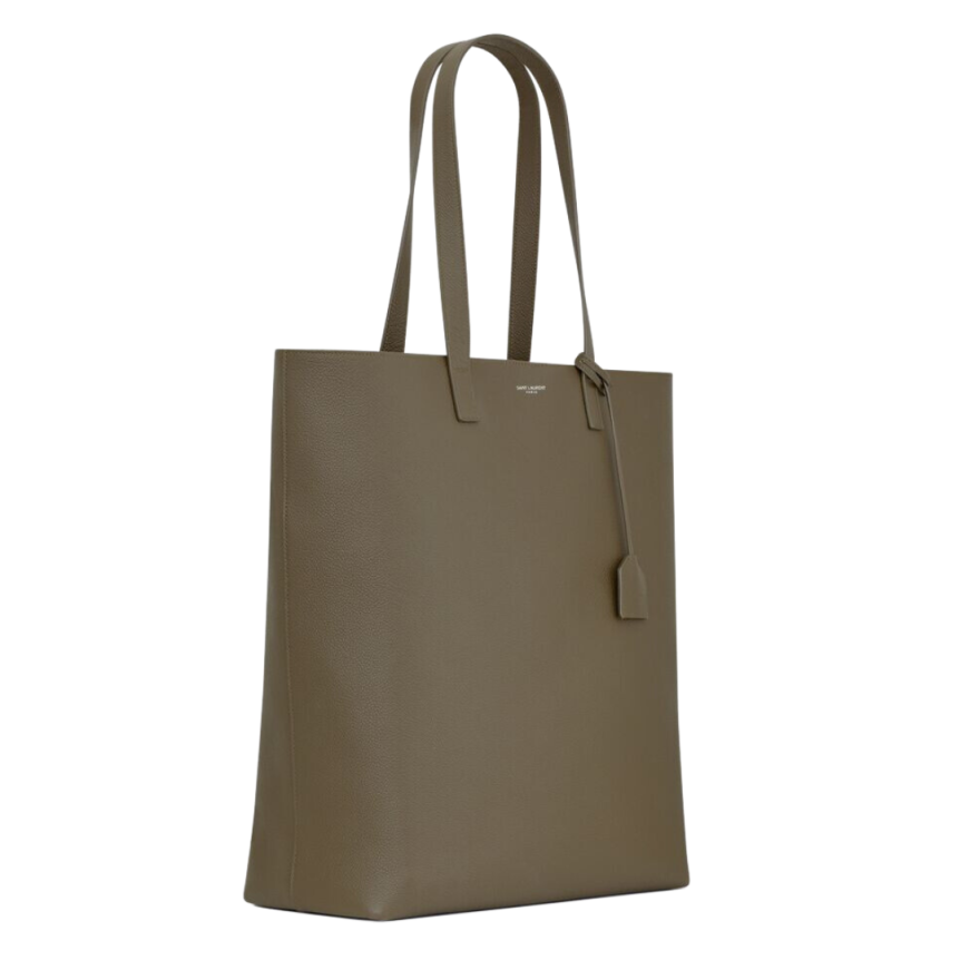 Sac cabas SAINT LAURENT shopping bag  cuir grainé vert kaki