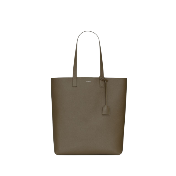 Sac cabas SAINT LAURENT shopping bag  cuir grainé vert kaki