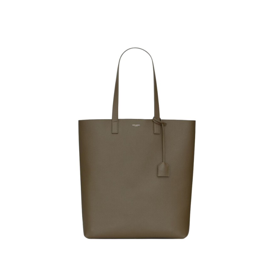 Sac cabas SAINT LAURENT shopping bag  cuir grainé vert kaki