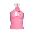 Top dos nu lacet jersey rose fleur
