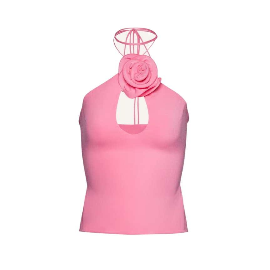 Top dos nu MAGDA BUTRYM lacet jersey rose fleur