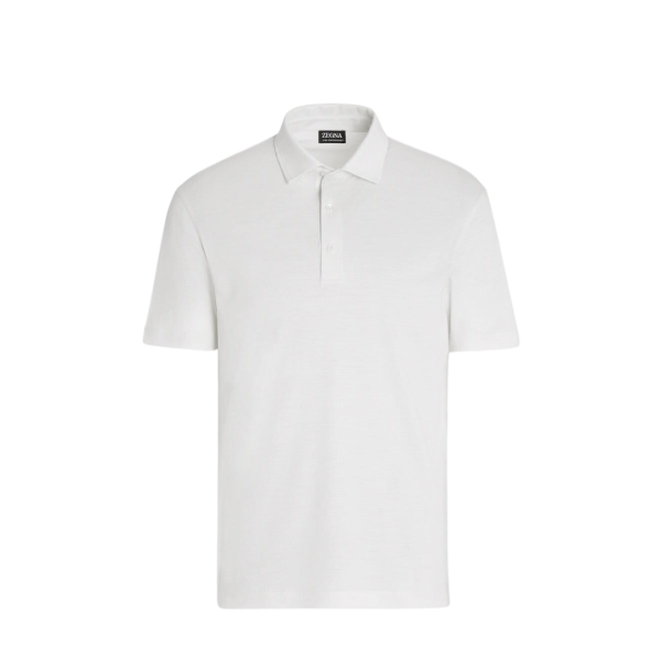 Polo ZEGNA manche courte coupe droite lin blanc