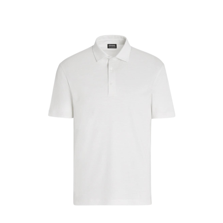 Polo ZEGNA manche courte coupe droite lin blanc